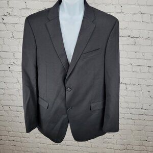 Tommy Hilfiger Black 100% Worsted Wool 2 Button Double Vented Blazer Size 42L